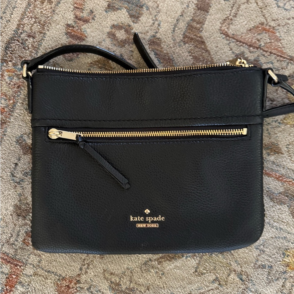 SOLD: Kate Spade Black Crossbody Bag with Gold Zippers